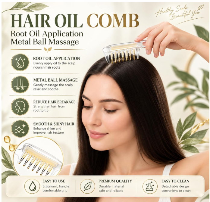 Crystal Liquid Guide Comb – Precision Hair Serum Applicator & Scalp Treatment Comb