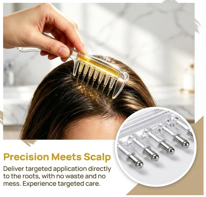 Crystal Liquid Guide Comb – Precision Hair Serum Applicator & Scalp Treatment Comb