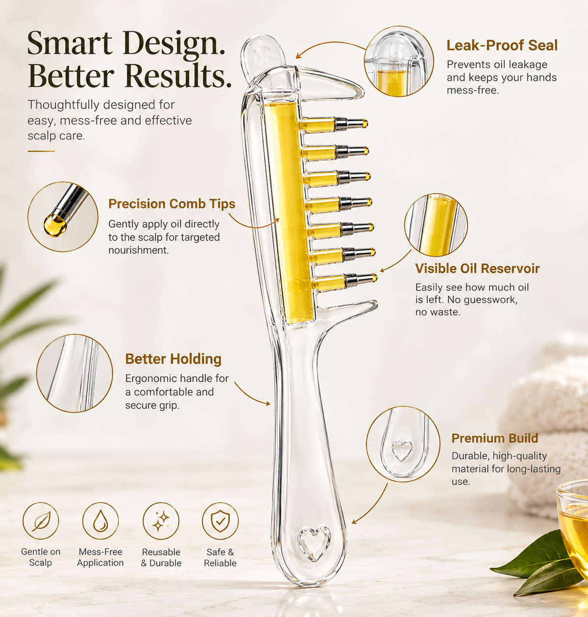 Crystal Liquid Guide Comb – Precision Hair Serum Applicator & Scalp Treatment Comb