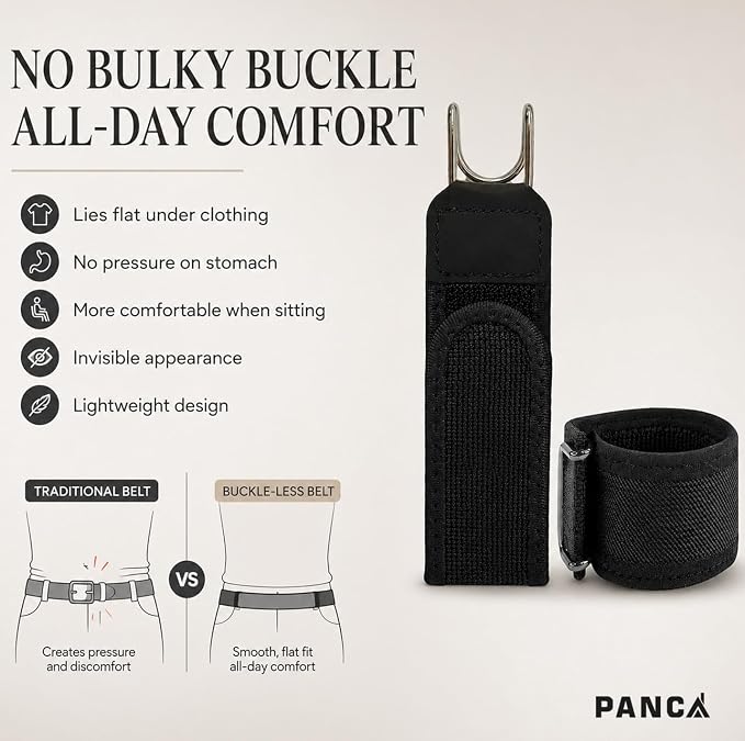 Buckleless Elastic Belt | Invisible No-Buckle Stretch Belt with Metal Hooks for Men & Women