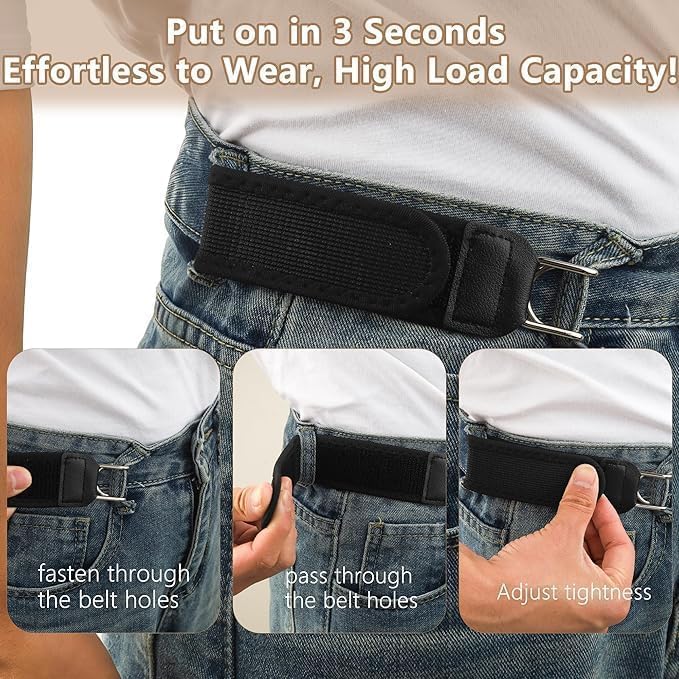 Buckleless Elastic Belt | Invisible No-Buckle Stretch Belt with Metal Hooks for Men & Women